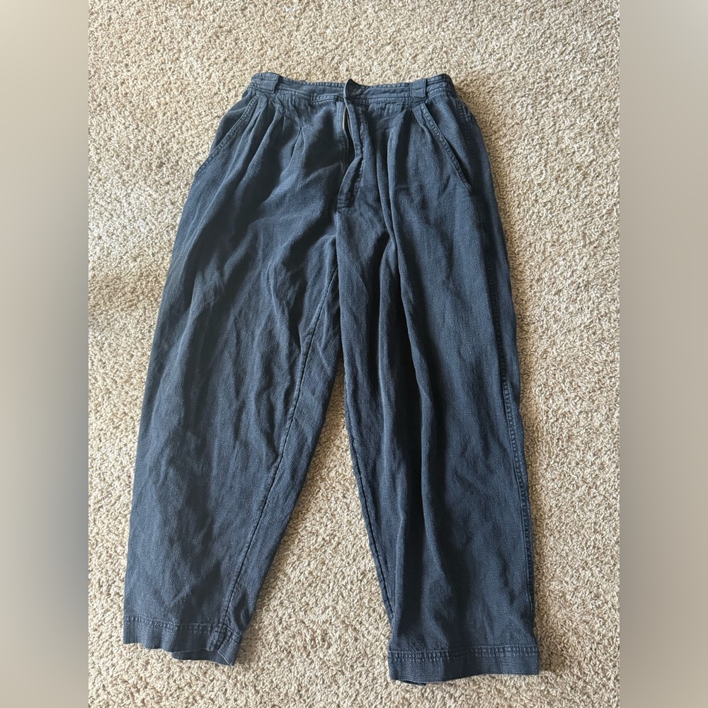 Free people black linen trousers